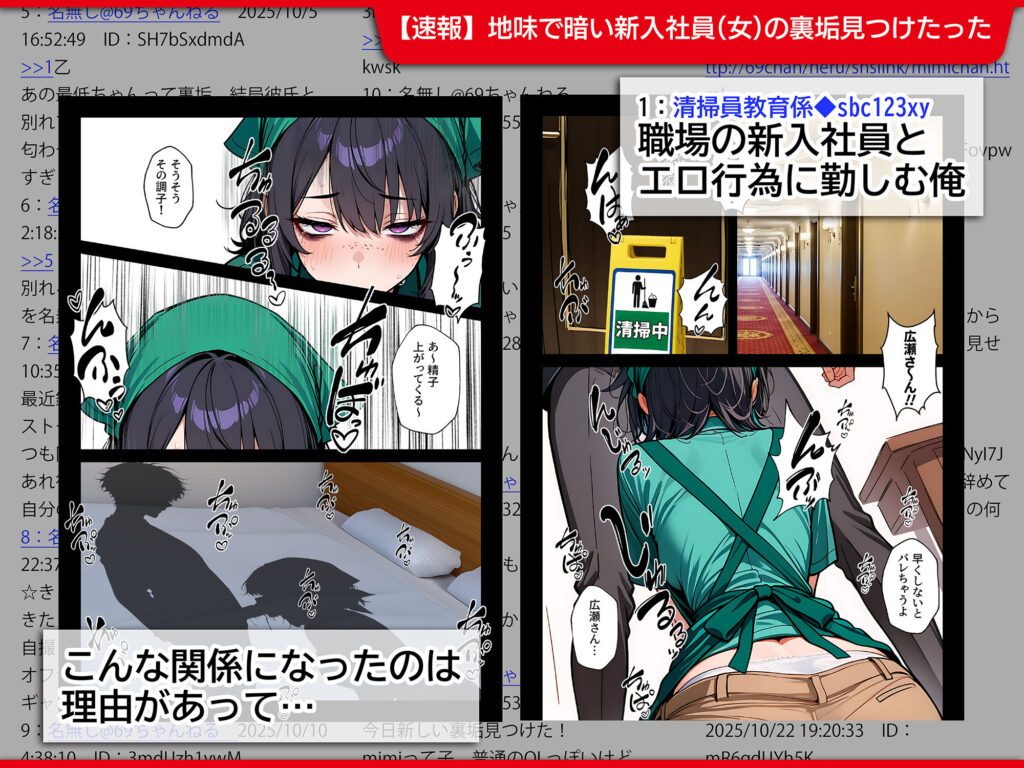 地味でブスだと思ってた新人清掃員の裏垢特定 粘着SEXで彼氏と別れさせた物語 サンプル画像1 【69ちゃんねる】